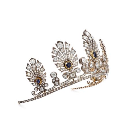 Impressive sapphire and diamond tiara, mid 19th century | 藍寶石配鑽石頭冠，19世紀中期 | Magnificent Jewels and Noble Jewels: Part I | 2021 | Sotheby's