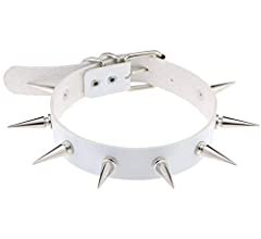 Amazon.com: HMS Happy Memories Trendy Punk PU Leather Alloy Spike Rivet Choker Necklace em colares gargantilha for Unisex Rock Night Club Collar Jewelry 1pcs (White): Clothing