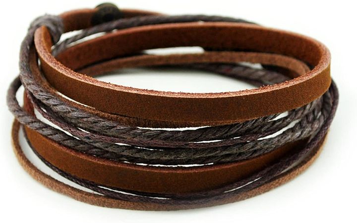 Amazon.com: FRD.2Y Genuine Leather Bracelet for Women & Men,Unisex Multilayer Leather Adjustable Bracelet Cuff Wrap Multicolor Rope Wristband: Clothing, Shoes & Jewelry