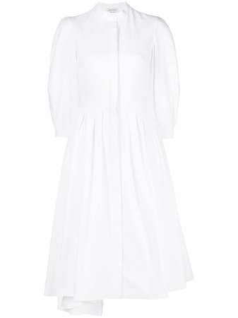 Shop white Alexander McQueen collarless shirt dress with Express Delivery - Farfetch