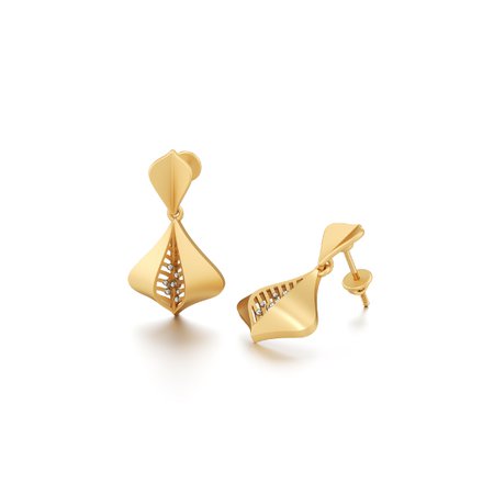 Yellow Gold Earrings - Enticing leaflet