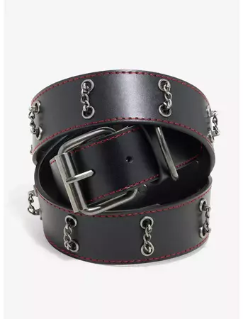 Black & Red Chain Grommet Belt | Hot Topic
