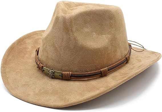 Amazon.com: LIDHAY Cowboy Hat for Women and Men Western Suede Hat Panama Hat Cowboy & Cowgirl Hat Felt Wide Brim Women Men Fedora Hats 192 Camel : Everything Else