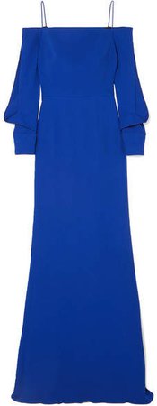 Fimber Cold-shoulder Crepe Gown - Blue