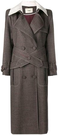 micro-check trench coat
