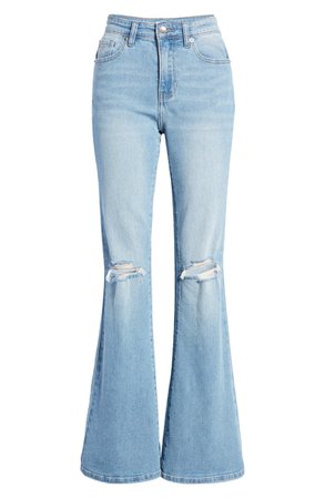BP. Decon Ripped High Waist Stretch Denim Flare Jeans | Nordstrom