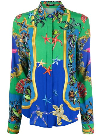 Versace Skjorta Med Sjöstjärnor Och Panel - Farfetch