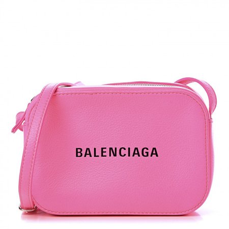 BALENCIAGA Calfskin Everyday Logo XS Camera Bag Neon Pink 431938