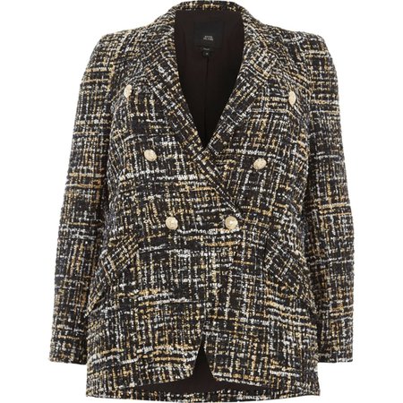 Plus black boucle double-breasted jacket - Jackets - Coats & Jackets - women