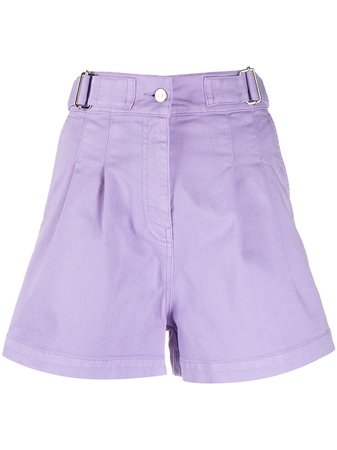 Shop purple MSGM pleat-detail denim shorts with Express Delivery - Farfetch
