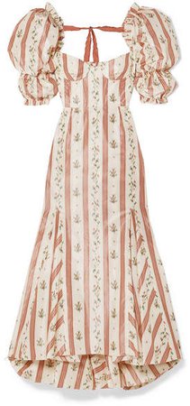 Ruffled Floral-print Taffeta Maxi Dress - Pink