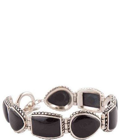 Barse Sterling Silver and Onyx Toggle Bracelet