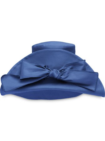 Miu Miu Bow-Embellished Oversized Hat 5HC209ZKI Blue | Farfetch
