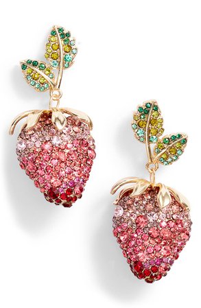 BaubleBar Plant the Seed Strawberry Crystal Statement Earrings | Nordstrom