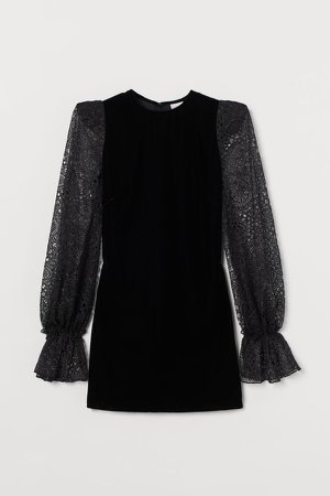 Velvet Mini Dress - Black
