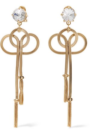 Prada | Gold-tone and crystal clip earrings | NET-A-PORTER.COM