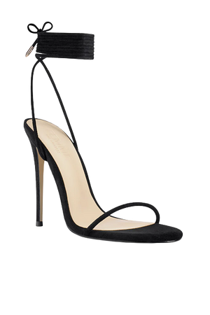 Femme La - Barely There Lace Up Heel in Noir