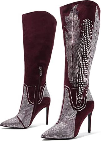 Amazon.com | Cape Robbin Olkley Cowboy Knee High Boots Women, Western Cowgirl Boots for Women with Stiletto Heels, Fashion Dress Boots for Women | Knee-High