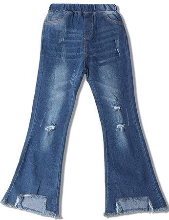 Amazon.com: WIYOSHY Girls' Skinny Ripped Bellbottoms Elastic Waist Denim Jeans F919 (Blue, 10/12 (150)): Clothing