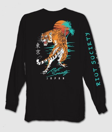 Japanese Tiger Sunset Mens Long Sleeve T-Shirt – TheDrop.com
