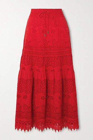 Alessia Tiered Broderie Anglaise Cotton Maxi Skirt