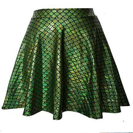 Amazon.com: pinda Rave Bottoms Outfits Iridescent Mermaid Party Supplies Holographic High Waisted Flare Skater Skirt: Clothing
