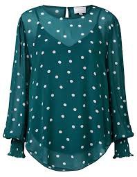 witchery teal spot blouse
