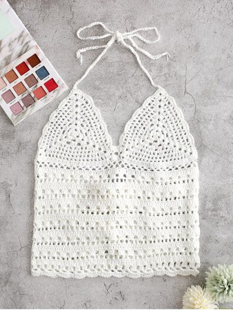[33% OFF] [NEW] 2020 Beach Lace Up Back Crochet Tank Top In WHITE | ZAFUL