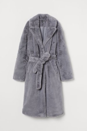 Faux Fur Coat - Gray