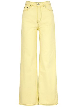 Ganni Magny yellow wide-leg jeans - Harvey Nichols