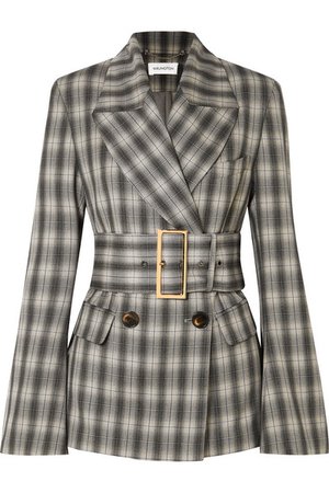 16ARLINGTON | Jaclyn belted double-breasted checked crepe blazer | NET-A-PORTER.COM