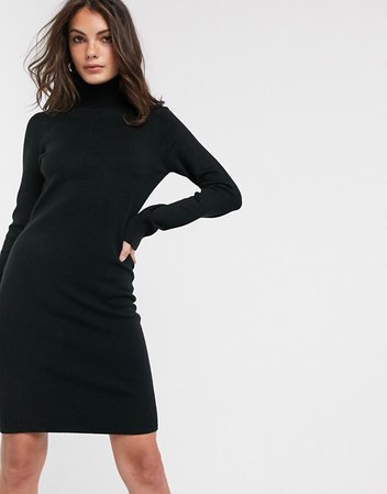 French Connection Babysoft rollneck sweater dress in Black | ASOS