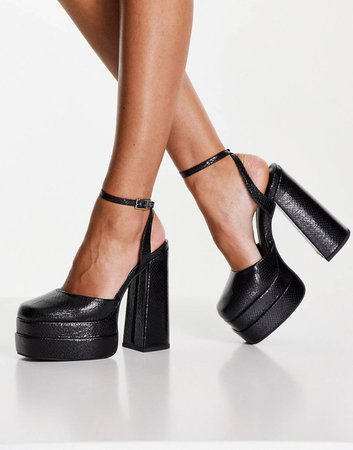 ASOS DESIGN Pluto platform heeled shoes in black | ASOS
