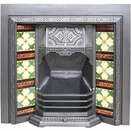 Reclaimed Aesthetic Victorian Tiled Grate For Sale at 1stDibs