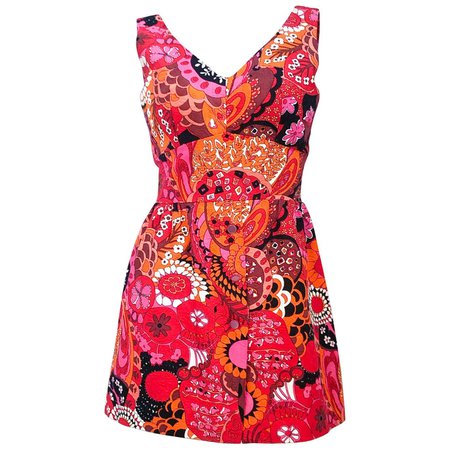 1960s Psychedelic Printed Bathing/Sun Suit For Sale at 1stDibs