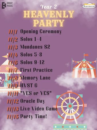 Heavenscent Year 2 Heavenly Party Schedule