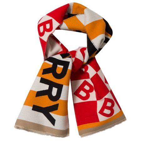Burberry - Logo Stripe Scarf Bright Clementine and Red - Babyshop.com