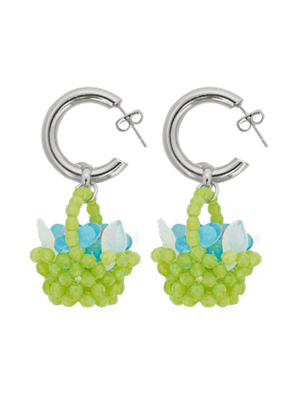 [SWINGSET] Seasonless Flower Basket Beads Earrings (Lime) – SellerWork