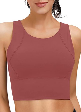 Longline Sports Bras for Women High Impact Full Coverage Cute Sports Bra for Yoga Gym Padded Crop Workout Tank Tops at Amazon Women’s Clothing store