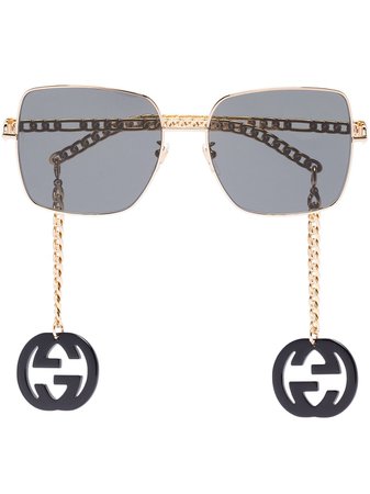 Gucci Eyewear Interlocking G chain oversized sunglasses - FARFETCH