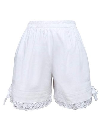 Hugme Sweet White Bow Cotton Lolita Shorts at Amazon Women’s Clothing store
