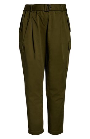 ELOQUII Sateen Stretch Cotton Cargo Pants (Plus Size) green
