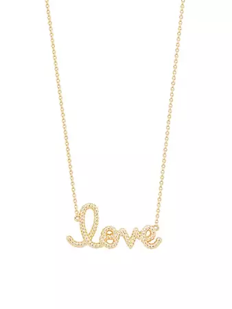 Shop Sydney Evan Medium Love Script 14K Yellow Gold Rope Necklace | Saks Fifth Avenue