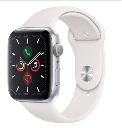 Apple- Apple Watch Series 5 (GPS & Cellular) 40mm Silver Aluminum Case with White Sport Band