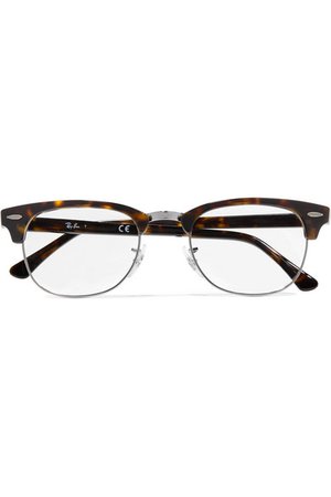 Ray-Ban | Clubmaster acetate and silver-tone optical glasses | NET-A-PORTER.COM