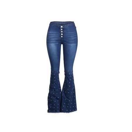 High Waist Bell Bottom Jeans Rhinestone embellished Women Flare Pants – Egapy