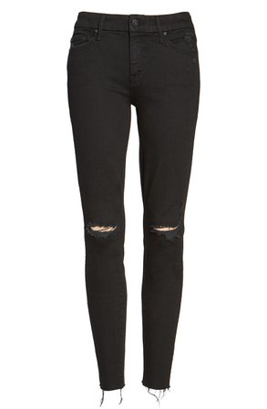MOTHER 'The Looker' Frayed Ankle Skinny Jeans (Guilty As Sin) | Nordstrom