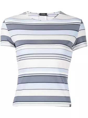 CHANEL Pre-Owned 2000 Striped round-neck T-shirt - Farfetch