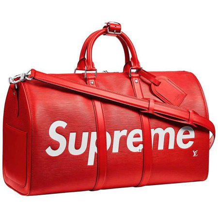 red supreme duffel bag           $10,000