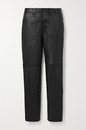 Leather Straight-leg Pants - Black